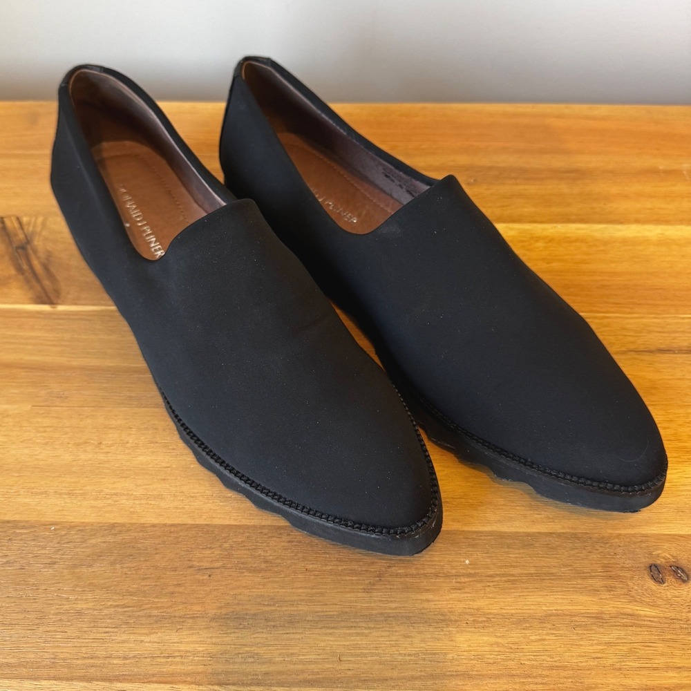 Donald J Pliner Belfast-D Women 9 M Black Textile Leather Pointed Flat Loafers - Picture 6 of 15